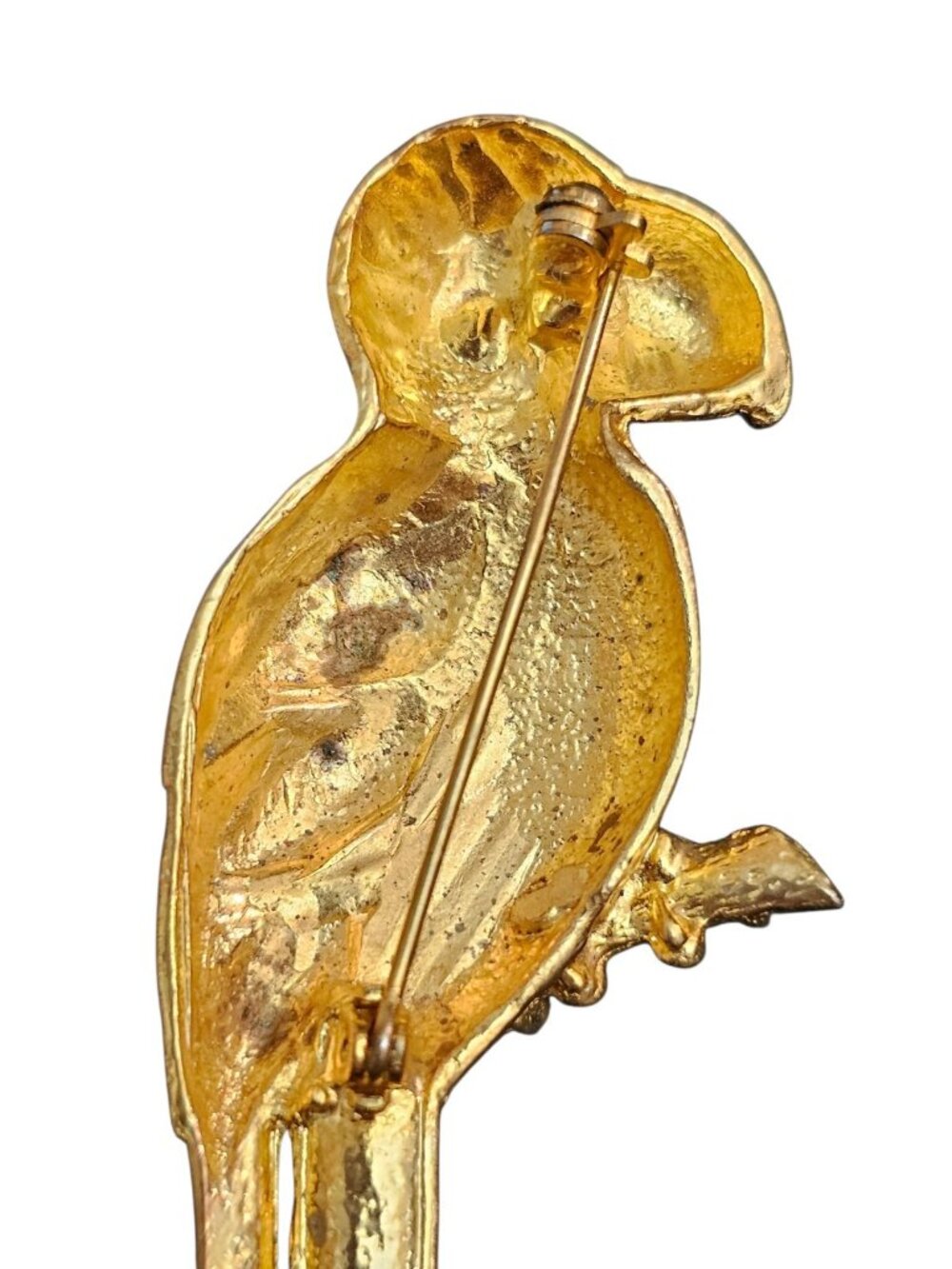 Vintage Parrot Brooch Gold Tone Enamel Bird Pin Colorful Statement Jewelry - Picture 2 of 3